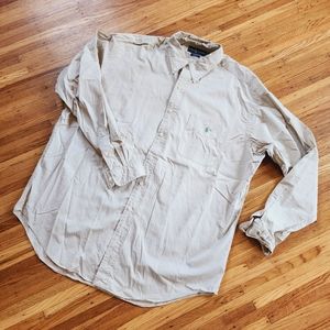 Ralph Lauren Blake Shirt Men's XL Tan Cotton Long Sleeve Button Down